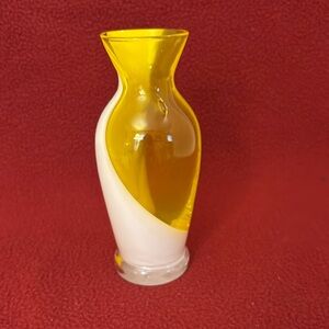 Lemon Yellow/White Swirl Design Vase